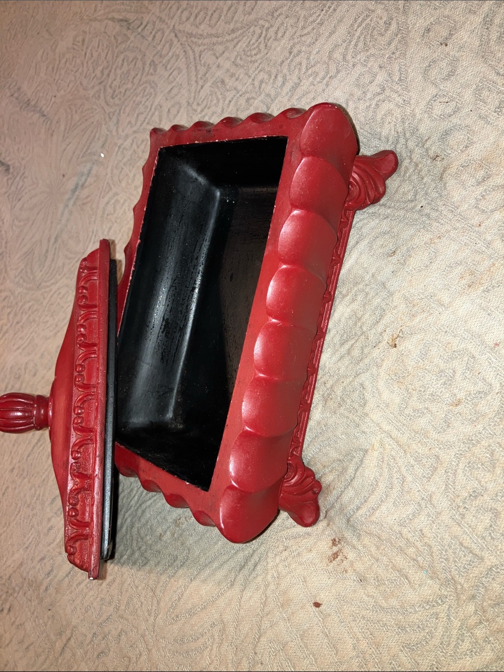 Red Decorative Jewelry Box with Ornate Feet - Unbranded - Picture 5 of 5
